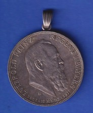 Bayern Silbermünze 5 Mark Prinzregent Luitpold 1911 D gehenkelt