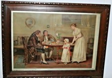 Alte Lithographie Radierung Bild "Das Töchterlein" signiert Pears ,gerahmt