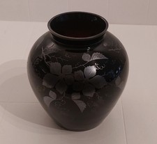 Schwarze Glas Vase / mit