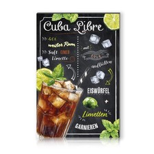 Alu Cocktailschild 30x20cm wasserfest Rezept Deko Schild RV003-14 Cuba Libre