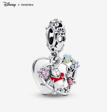 PANDORA Disney Winnie Puuh & Ferkel Herz Doppelter Charm Anhänger  925 Silber