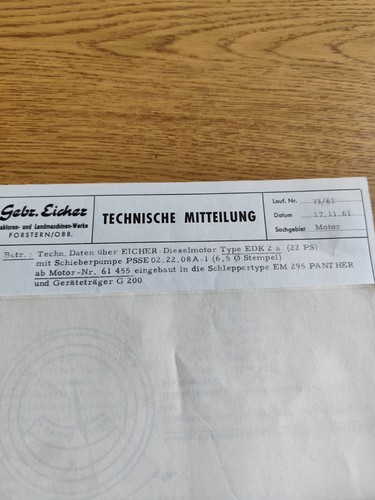 Eicher technische mitteilung - eicher,