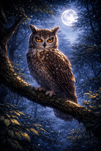 Tier poster eule mondlicht - tier,