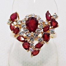 Tropfen & Navette Rubin CZ Ring 925 Silber 585 Roségold vergoldet 18,1 mm 57