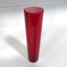 Alsterfors Schweden rote Glas Röhrenvase MCM gefasst weiß nordisches Design Vintage