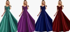 Neu Damen A-Linie Langes Abendkleid Für Damen, Elegant, Schulterfrei Ballkleid