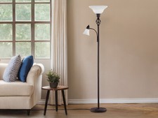 Deckenfluter mit Leselampe Antik Landhausstil in Rost Designklassiker Stehlampen