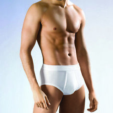 Herren Slip mit Eingriff Männer Unterhose Baumwolle weiß 3er Pack Feinripp