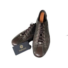 Versace Herren Python Glänzend Braun Leder Schuhe Größe 44,1/2 EU Made in Italy