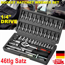 46 Tlg 1/4" Steckschlüssel Satz Nusssätze Knarrenkasten Ratschenkasten Nüsse Set