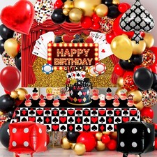 85 Pcs Las Vegas Casino Partydekorationen, Casino Folienballon Kuchendekoration