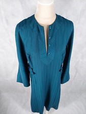 Kleid Vintage Gr. (40/L/38/M/36/S) petrol grün türkis blau retro gestreift midi