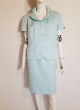 Rena Lange sehr edler sehr feminines Kostüm Jacke Rock Pastelle Blau Seide