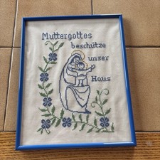 Stickbild fertig Muttergottes beschütze unser Haus gebr.