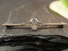 Hübscher 800 Silber Brosche Stabbrosche Zirkonia Jugendstil Art Deco