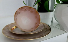 Sammeltasse KPM Royal Ivory Teegedeck, Rose mit Goldrand 3tlg. Gedeck 50er Jahre