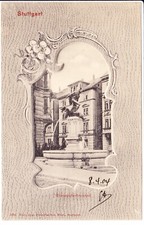 (542) Stuttgart: Gänsepeterbrunnen; 1904; geprägter Zierrahmen, Reliefkarte