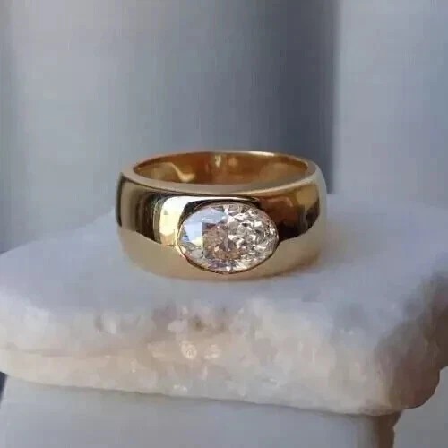 2ct oval moissanit herrenring - moissanit,