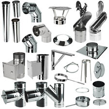 Edelstahl Schornstein Rohr einwandig Bogen 45 90 Grad Knie T Stück Anschluss