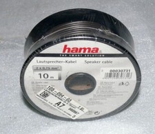 HAMA 10m Lautsprecher Boxen Kabel Cinch Stecker Hifi Audio Surround 2x0,75mm2 BK