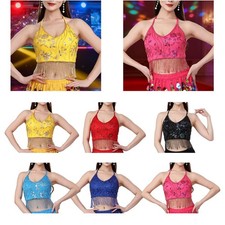 Bauchtanz Quaste Crop Top Profi Party Kostüm Damen Glitzer Top