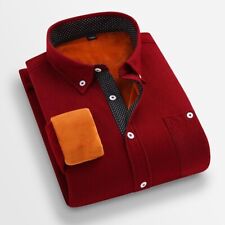 Herren Warm Gefüttertes Cordhemd Mit Tasche Knopfverschluss Langarm Bluse