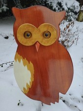 Eule Udo in braun, Maxi,  Gartenstecker aus Holz, wetterfest
