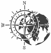 Kompass /Weltkugel Aufkleber