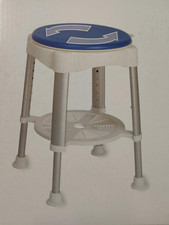 Russka Duschhocker mit Soft Drehsitz drehbar rund höhenverstellbar 150kg Ablage