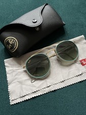 RayBan Sonnenbrille Round Double Bridge, Gold/Türkis