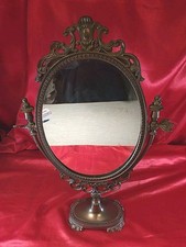 Alter Standspiegel Tischspiegel Psyche Messing Floral Akanthusblätter (5172)