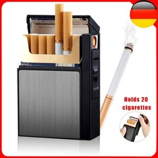 2-in-1 USB Zigarettenetui Zigarettenschachtel mit Feuerzeug Zigarettenbox Alu