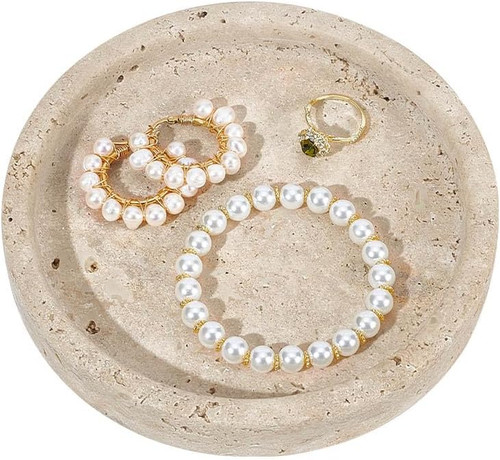 Rundes marmortablett schmuck - rundes,