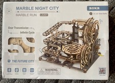 ROKR 3D Holz-Kugelbahn Bausatz, Marble Night City, Inkl. 10 Stahlkugeln