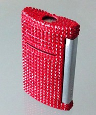 S.T. Dupont, schönes rotes Feuerzeug MINIJET SWAROVSKI-KRISTALLEN TOP, sehr EDEL