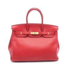 HERMES Birkin 35 Handtasche Clemence Leder Rouge Garance Gebraucht Damen N GHW