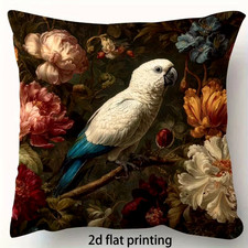 Deko Kissen 50 cm Geschenk Vogel Landhaus Sofa Bett Geschäft Boho floral Papagei