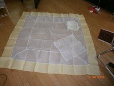 Organdie Tischdecke gelb weiß quadratisch 160 x 160 durchsichtig 100% Bauwolle