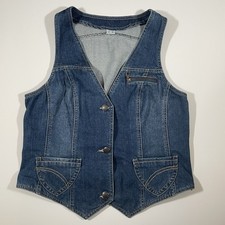 Jeansweste Damen Weste Gr. DE 40 blau Casual-Look Baumwolle Ärmellos 