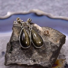 Gold Obsidian Ohrring, 925er