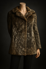 Vintage Echtpelz Mantel Rehpelz braun grau Handmade 42 44 changierend