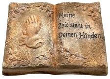 Grabschmuck Deko Hände auf Buch Meine Zeit In Deinen Händen Ton Ca.20 x 15 x 4cm