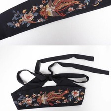 Damen Satin Bestickt Korsett Gürtel Bund Japanisch Obi für Kimono Yukata