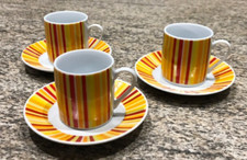3 Espresso Tassen bunt mit Streifen, neu 