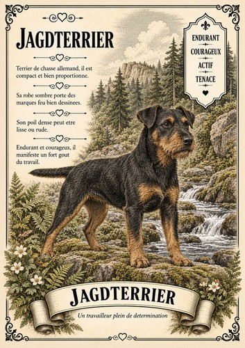 Kunstdruck jagdterrier hund - a4,