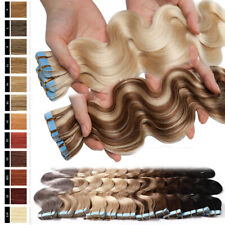 60Stück Tape In / On 100% Echthaar Remy Hair Extensions Haarverlängerung Dick DE