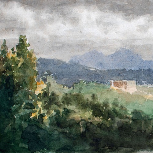 Aquarell weite landschaft - aquarell,