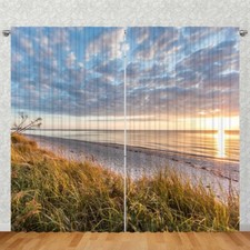 Foto Vorhang Gardine mit verdeckter Schlaufe oder Kräuselband, Ostsee Sonnenunte