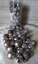 35 kleine Weihnachtskugeln-taupe/braun-Glitter-Baumschmuck-Mini Kugeln--2,5 cm *