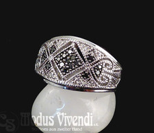 Affinity Diamonds Silberring ~0,10ct Weiße & Schwarze Diamanten 925 Silber Gr.53